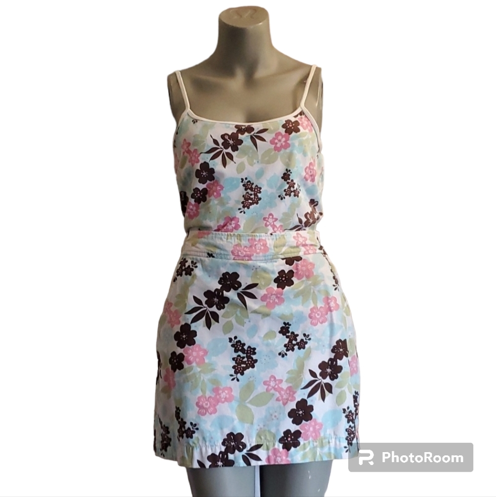 2 Piece Printed Shirt/Cami and Skirt w/ Shorts Underneath